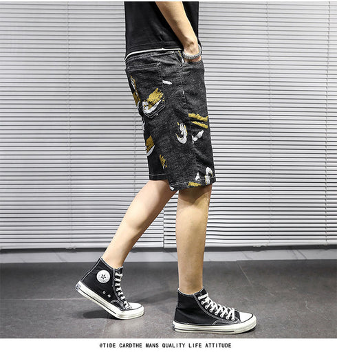 Men's Camouflage Relaxed Casual Urban Jean Denim Shorts
