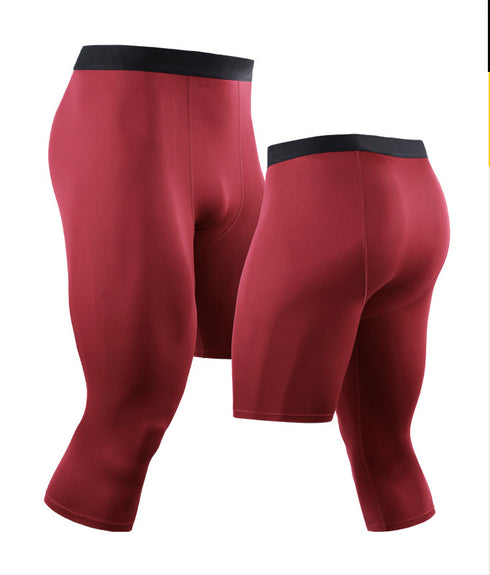 Men's Capri One Leg Compression Tights Pants for Basketball
