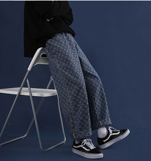 Men's Cashew Nut Casual Wide Leg Denim Jeans