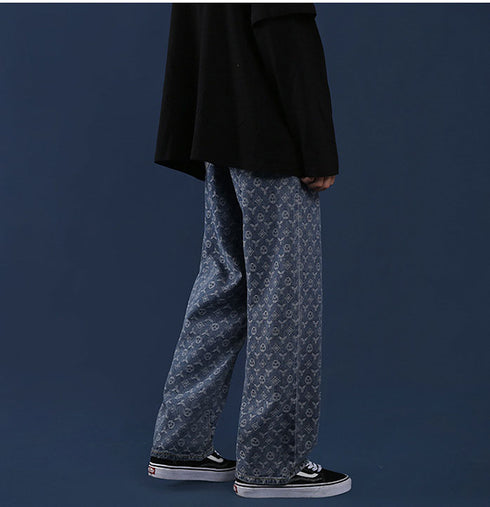 Men's Cashew Nut Casual Wide Leg Denim Jeans