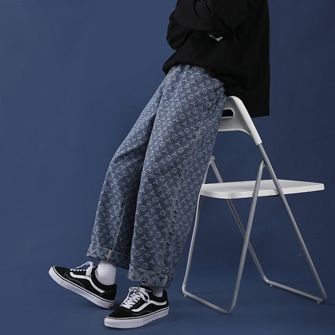 Men's Cashew Nut Casual Wide Leg Denim Jeans