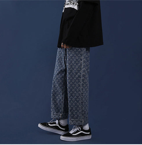 Men's Cashew Nut Casual Wide Leg Denim Jeans