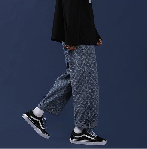 Men's Cashew Nut Casual Wide Leg Denim Jeans