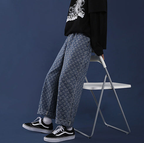 Men's Cashew Nut Casual Wide Leg Denim Jeans