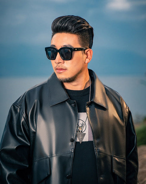 Men's Casual Bomber Faux Leather Plus Size Jacket