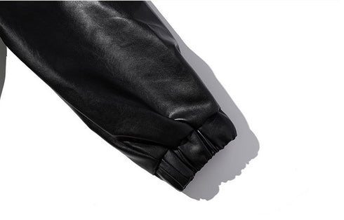 Men's Casual Bomber Faux Leather Plus Size Jacket