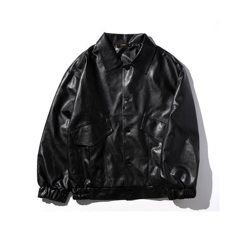 Men's Casual Bomber Faux Leather Plus Size Jacket