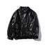Men's Casual Bomber Faux Leather Plus Size Jacket