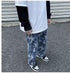 Men's Casual Camouflage Wide Leg Denim Jeans with Zipper