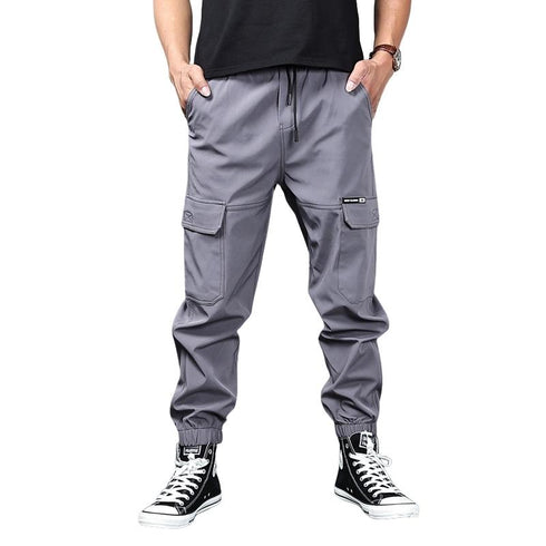 Men's Casual Cargo Pants with Elastic Waistband