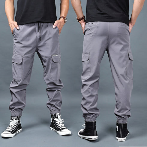 Men's Casual Cargo Pants with Elastic Waistband