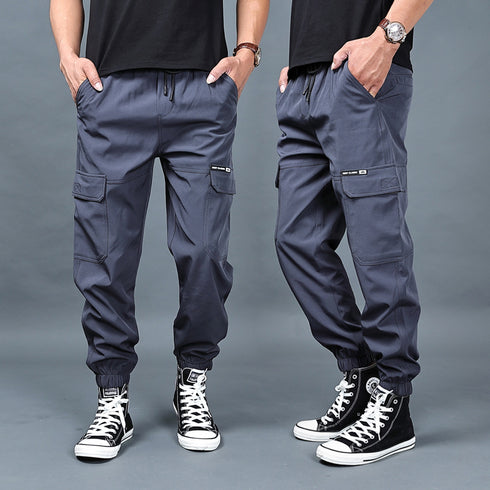 Men's Casual Cargo Pants with Elastic Waistband