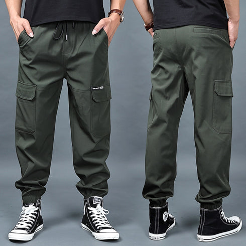 Men's Casual Cargo Pants with Elastic Waistband
