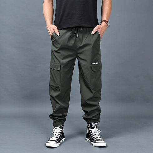 Men's Casual Cargo Pants with Elastic Waistband