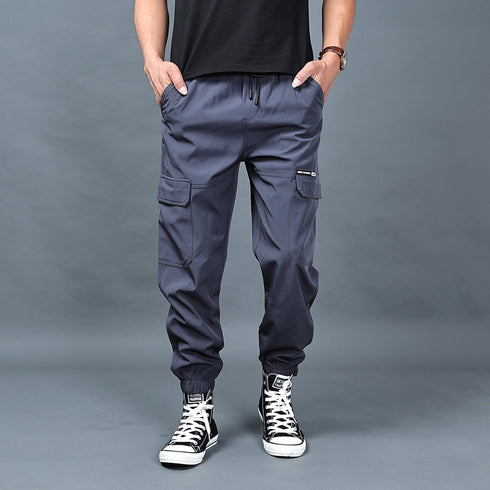 Men's Casual Cargo Pants with Elastic Waistband