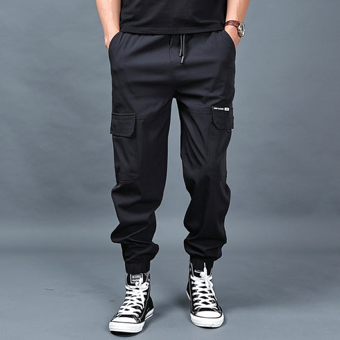 Men's Casual Cargo Pants with Elastic Waistband
