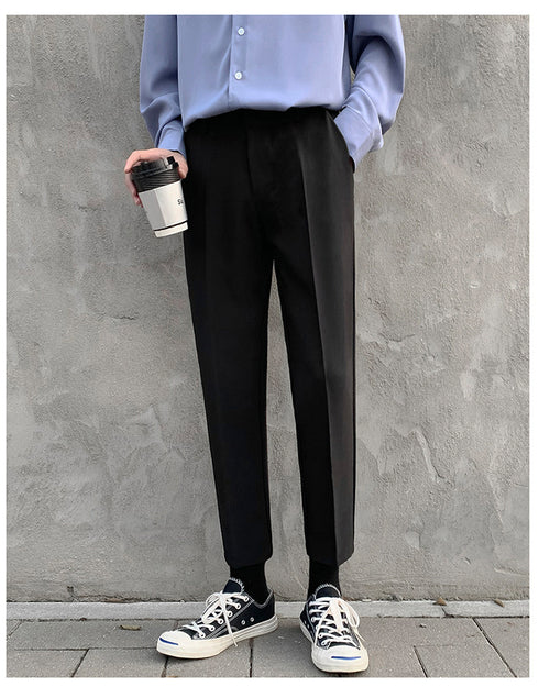 Men's Casual Cropped Ankle-Length Dress Pants