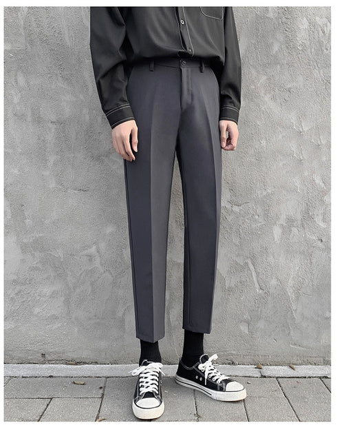 Men's Casual Cropped Ankle-Length Dress Pants