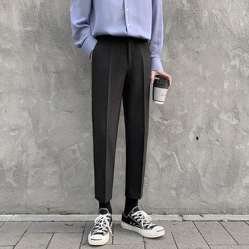 Men's Casual Cropped Ankle-Length Dress Pants