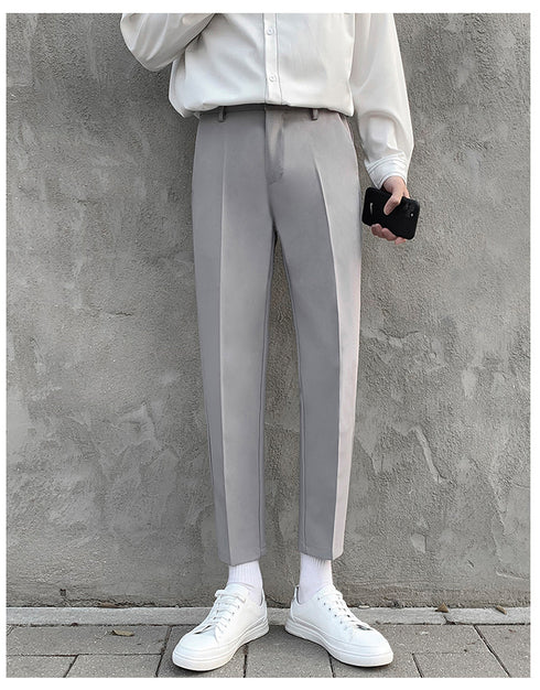 Men's Casual Cropped Ankle-Length Dress Pants