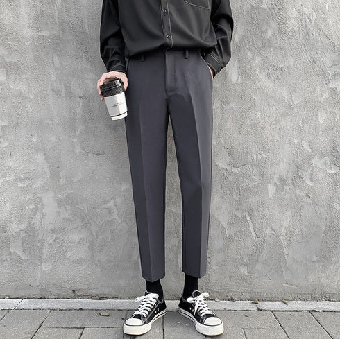 Men's Casual Cropped Ankle-Length Dress Pants
