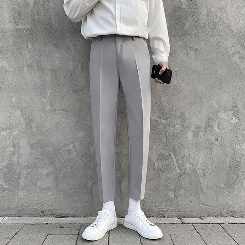 Men's Casual Cropped Ankle-Length Dress Pants