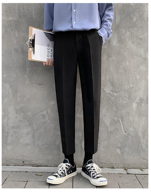 Men's Casual Cropped Ankle-Length Dress Pants