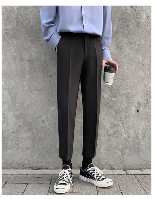 Men's Casual Cropped Ankle-Length Dress Pants