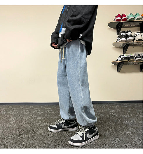 Men's Casual Drawstring Jogger Straight Leg Athletic Pants