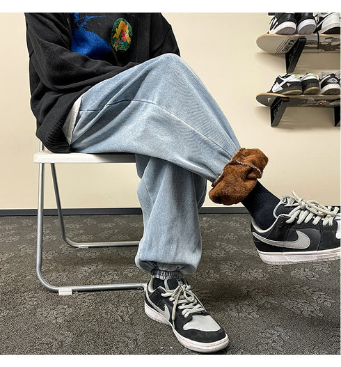 Men's Casual Drawstring Jogger Straight Leg Athletic Pants