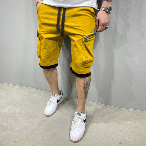 Men's Casual Elastic Waistband Relaxed Fit Cargo Shorts