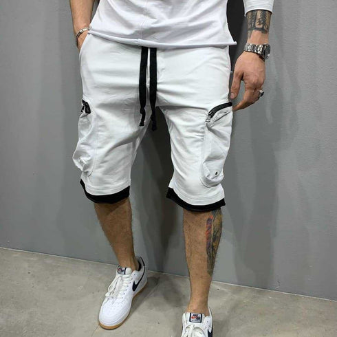 Men's Casual Elastic Waistband Relaxed Fit Cargo Shorts