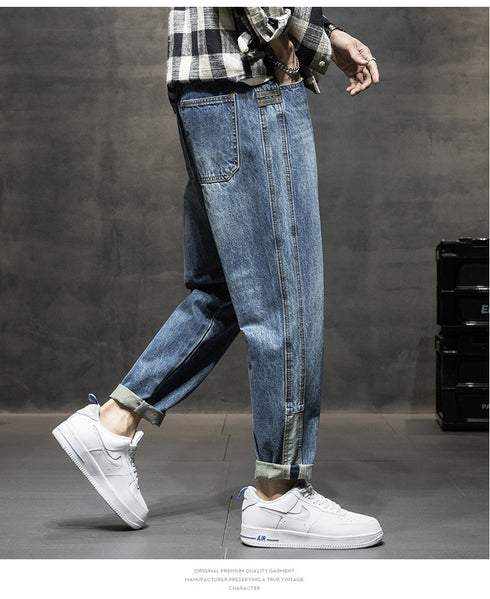 Men's Casual Harem Jogger Jeans Denim Pants