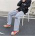 Men's Casual Loose Fit Straight Leg Ripped Jeans Denim Pants