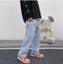 Men's Casual Loose Fit Straight Leg Ripped Jeans Denim Pants