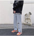Men's Casual Loose Fit Straight Leg Ripped Jeans Denim Pants