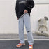 Men's Casual Loose Fit Straight Leg Ripped Jeans Denim Pants