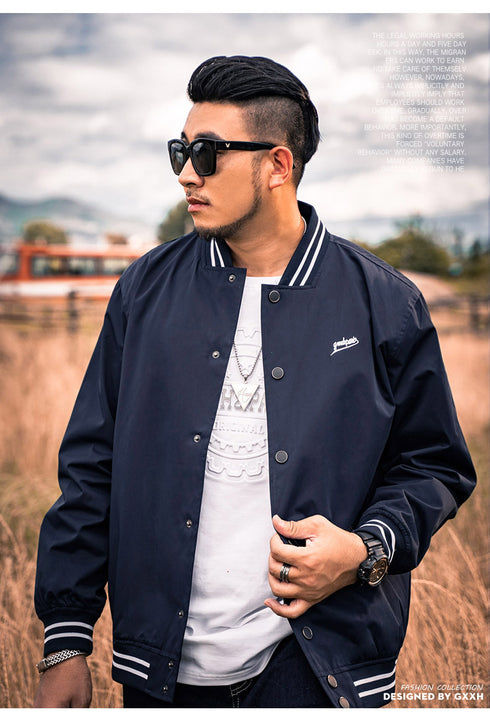 Men's Casual Plus Size Warm Padded Baseball Jacket