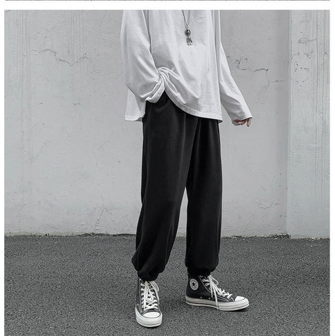 Men's Casual Sport Drawstring Plus Size Fleece Jogger Trousers