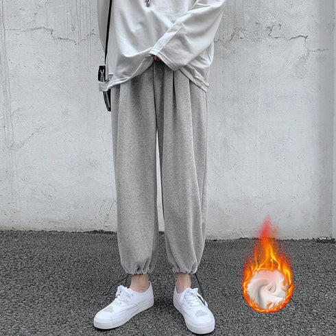 Men's Casual Sport Drawstring Plus Size Fleece Jogger Trousers