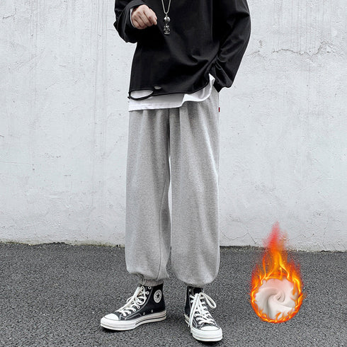 Men's Casual Sport Drawstring Plus Size Fleece Jogger Trousers