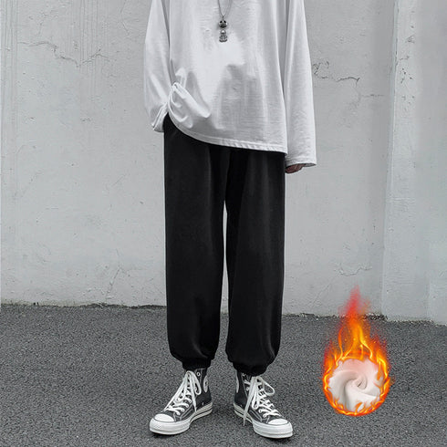 Men's Casual Sport Drawstring Plus Size Fleece Jogger Trousers