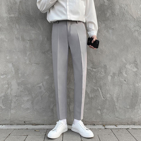 Men's Casual Straight Fit Pleat-Front Dress Pants