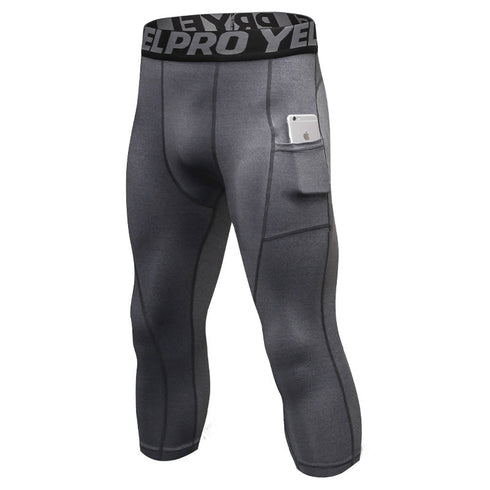 Men's Compression 3/4 Capri Pants with Cool Dry Tech
