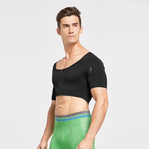 Men's Compression Chest Flat Bust Short Sleeve Shapewear
