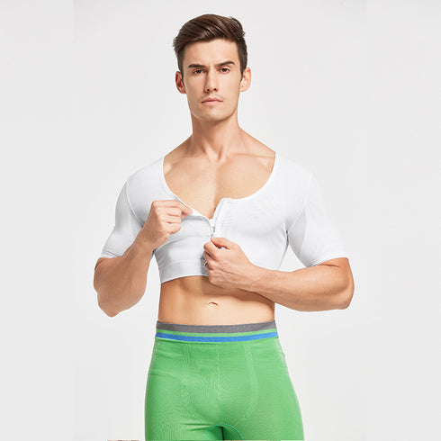 Men's Compression Chest Flat Bust Short Sleeve Shapewear