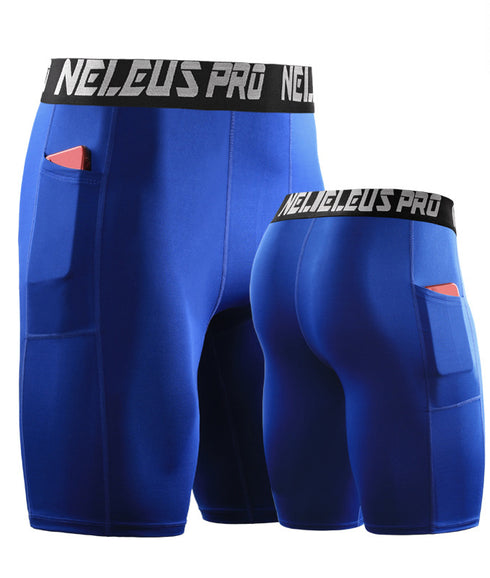 Men's Cool Dry Athletic Compression Shorts with Phone Pocket