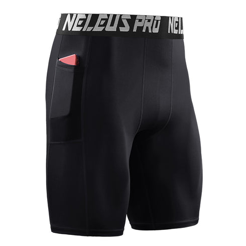 Men's Cool Dry Athletic Compression Shorts with Phone Pocket