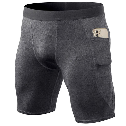 Men's Cool Dry Athletic Tights Compression Shorts with Pocket