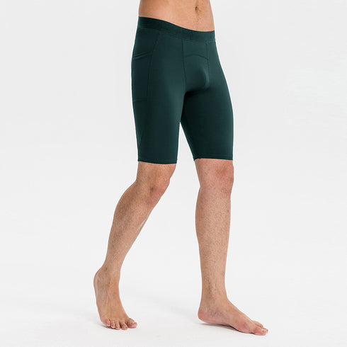 Men's Cool Dry Athletic Tights Compression Shorts with Pocket